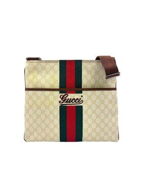 Gucci GG Plus Joy Line Leather Off White Brown Multicolor Shoulder Bag Silver